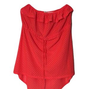 OP Coral Sleeveless Ruffled Asymmetrical Swim Cover